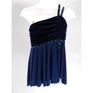 Dance Costume The Competitor Velvet Flowy Dress The Competitor Navy Blue Large